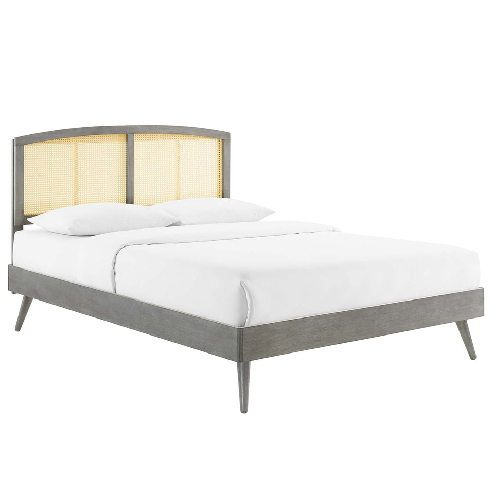 Sierra Cane and Wood Platform Bed With Splayed Legs by Modway