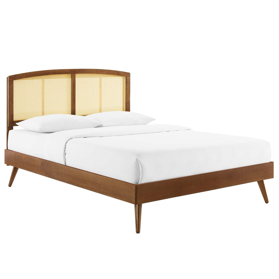 Sierra Cane and Wood Platform Bed With Splayed Legs by Modway