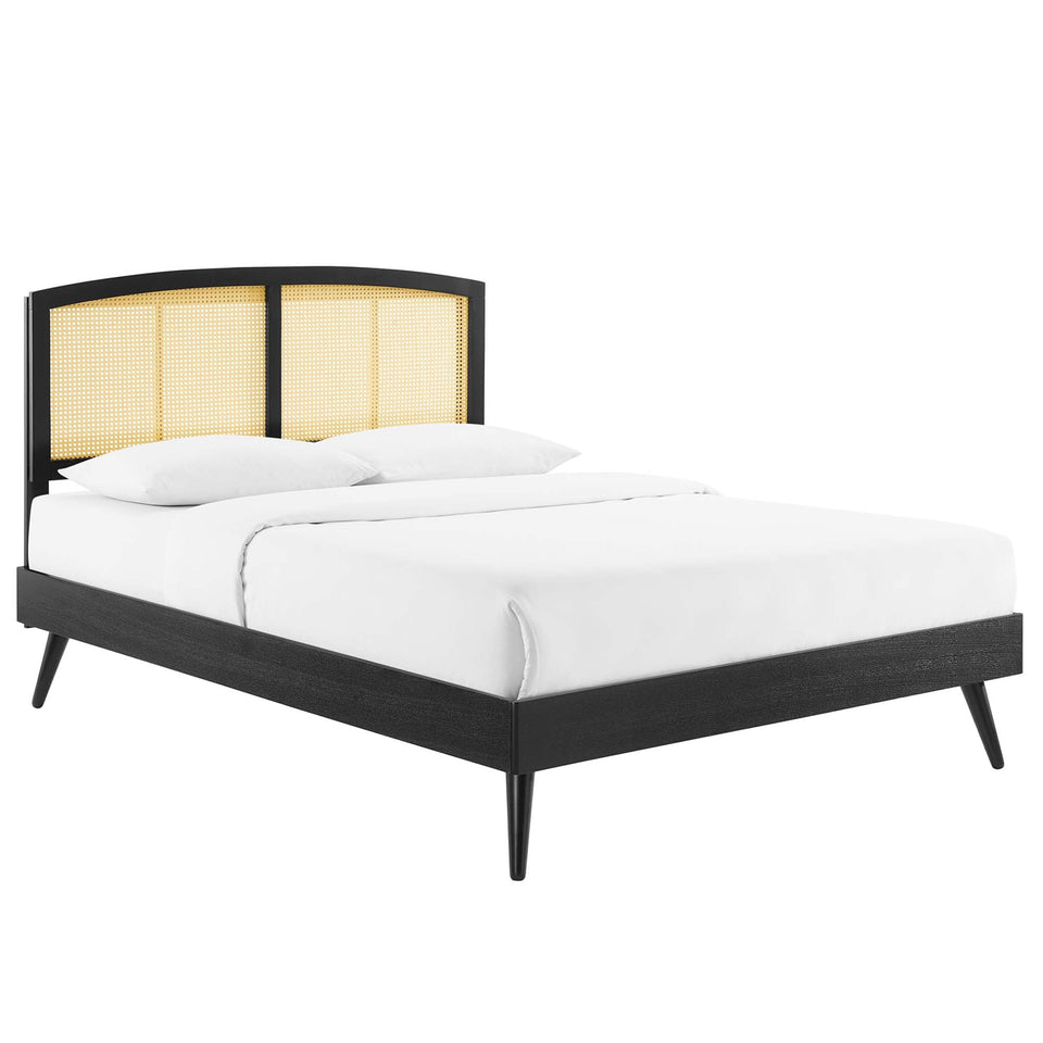 Sierra Cane and Wood Platform Bed With Splayed Legs by Modway