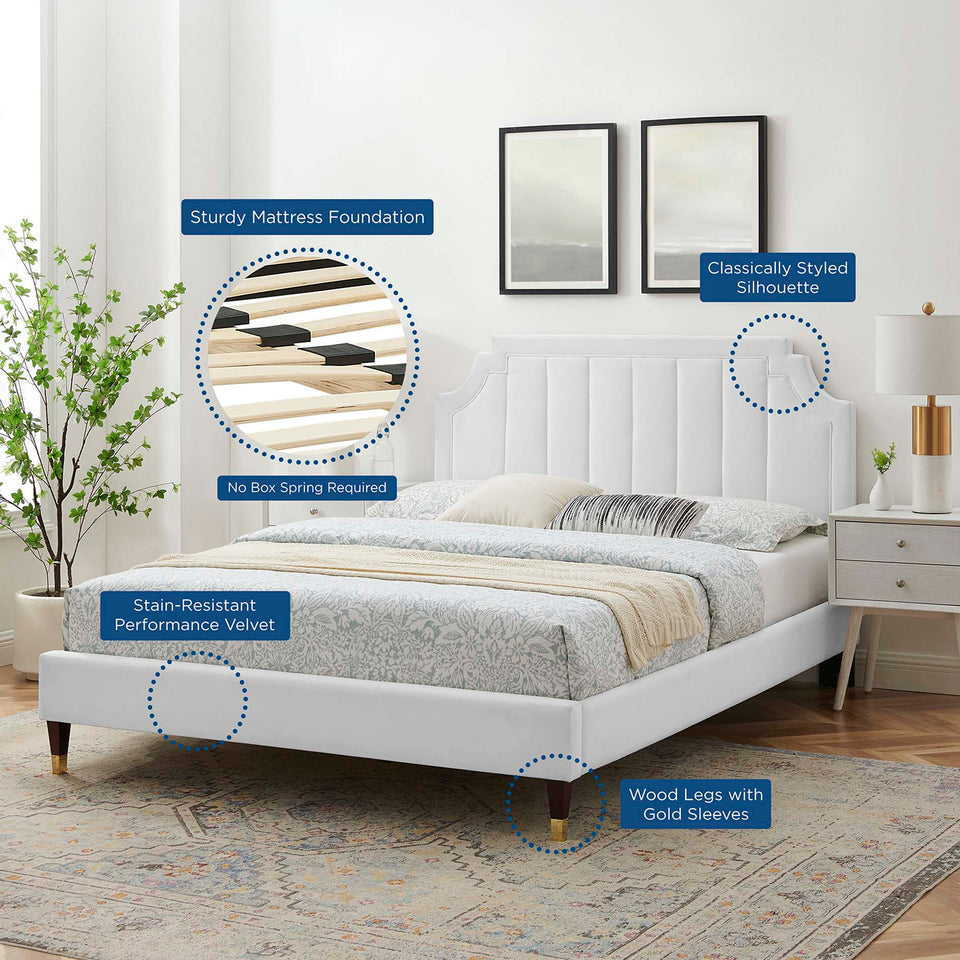 Sienna Performance Velvet Queen Platform Bed by Modway