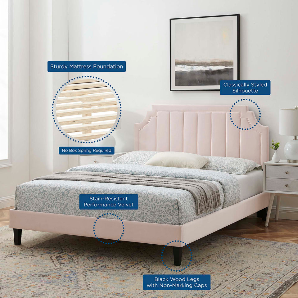 Sienna Performance Velvet Queen Platform Bed by Modway