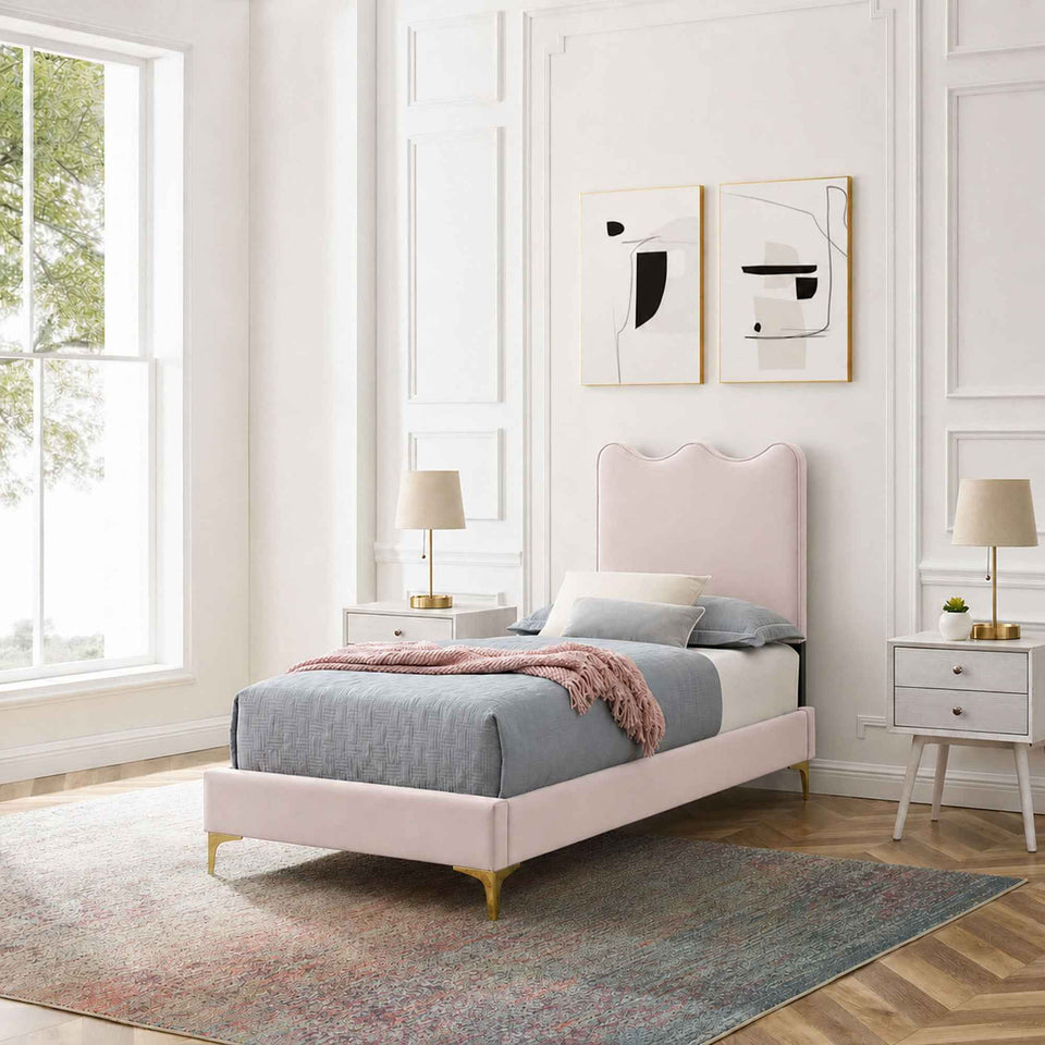 Current Performance Velvet Twin Platform Bed by Modway