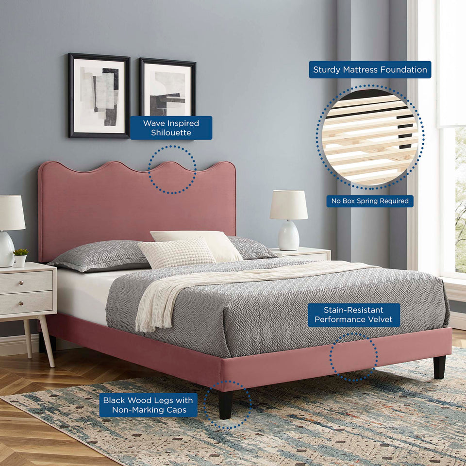 Current Performance Velvet Twin Platform Bed by Modway