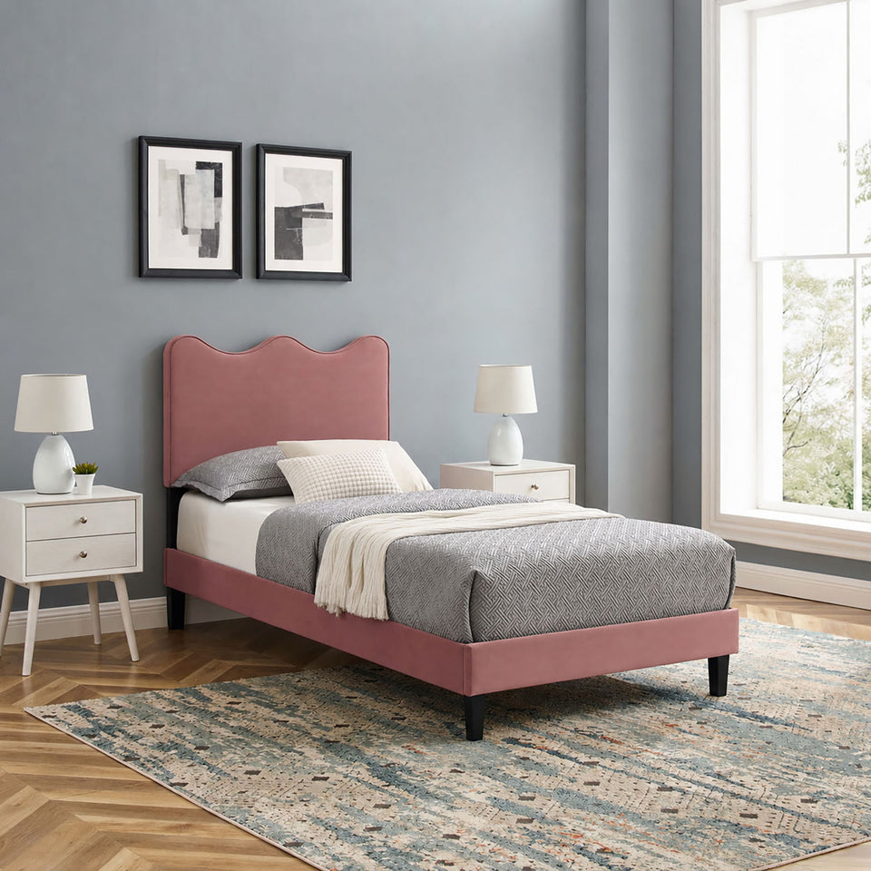 Current Performance Velvet Twin Platform Bed by Modway