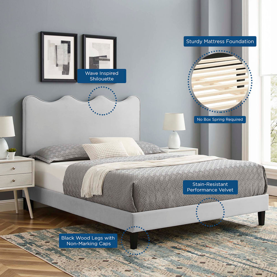 Current Performance Velvet Twin Platform Bed by Modway