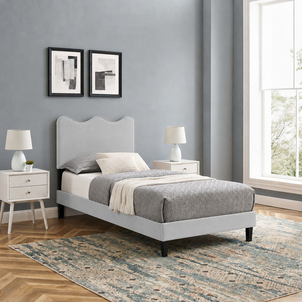 Current Performance Velvet Twin Platform Bed by Modway