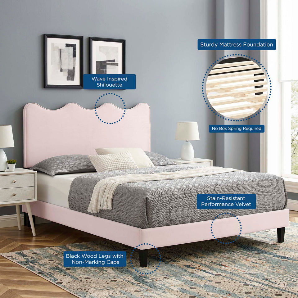 Current Performance Velvet Twin Platform Bed by Modway