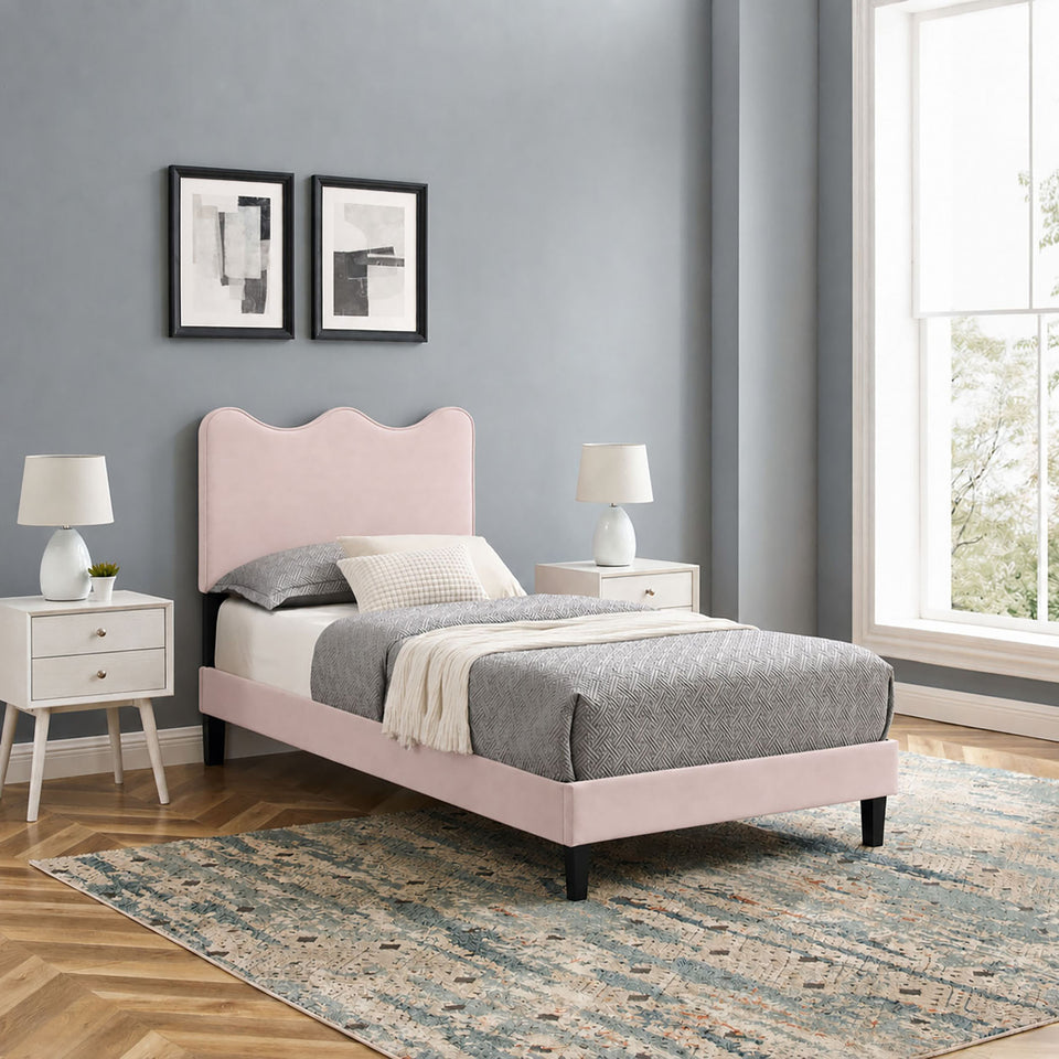 Current Performance Velvet Twin Platform Bed by Modway