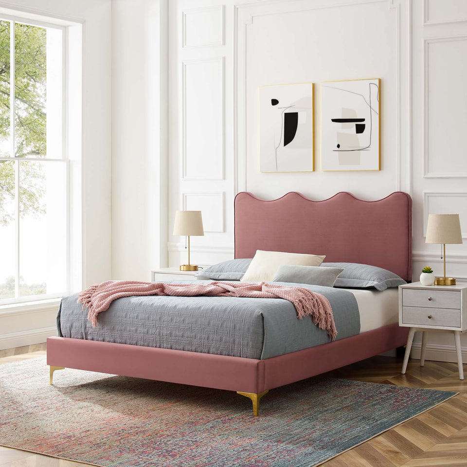 Current Performance Velvet Queen Platform Bed by Modway
