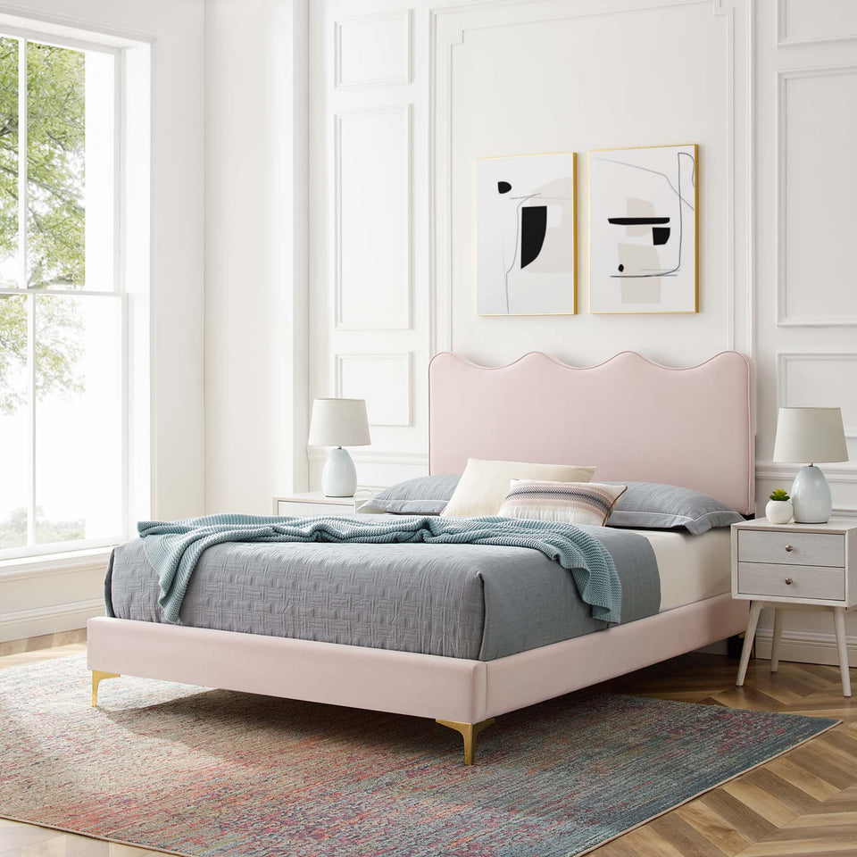 Current Performance Velvet Queen Platform Bed by Modway