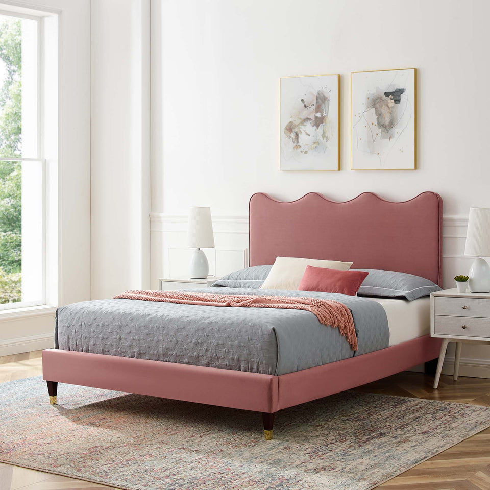 Current Performance Velvet Queen Platform Bed by Modway