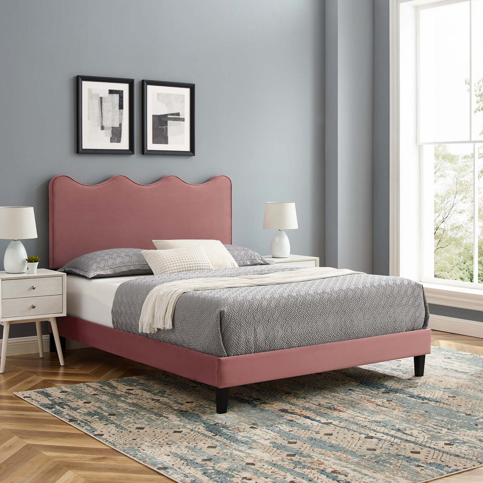Current Performance Velvet Queen Platform Bed by Modway