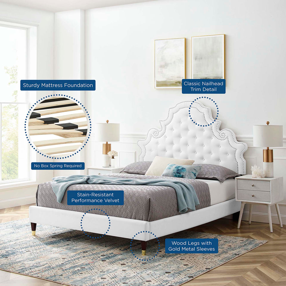 Gwyneth Tufted Performance Velvet Queen Platform Bed by Modway