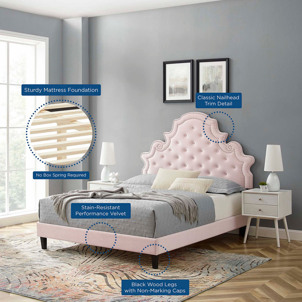 Gwyneth Tufted Performance Velvet Queen Platform Bed by Modway