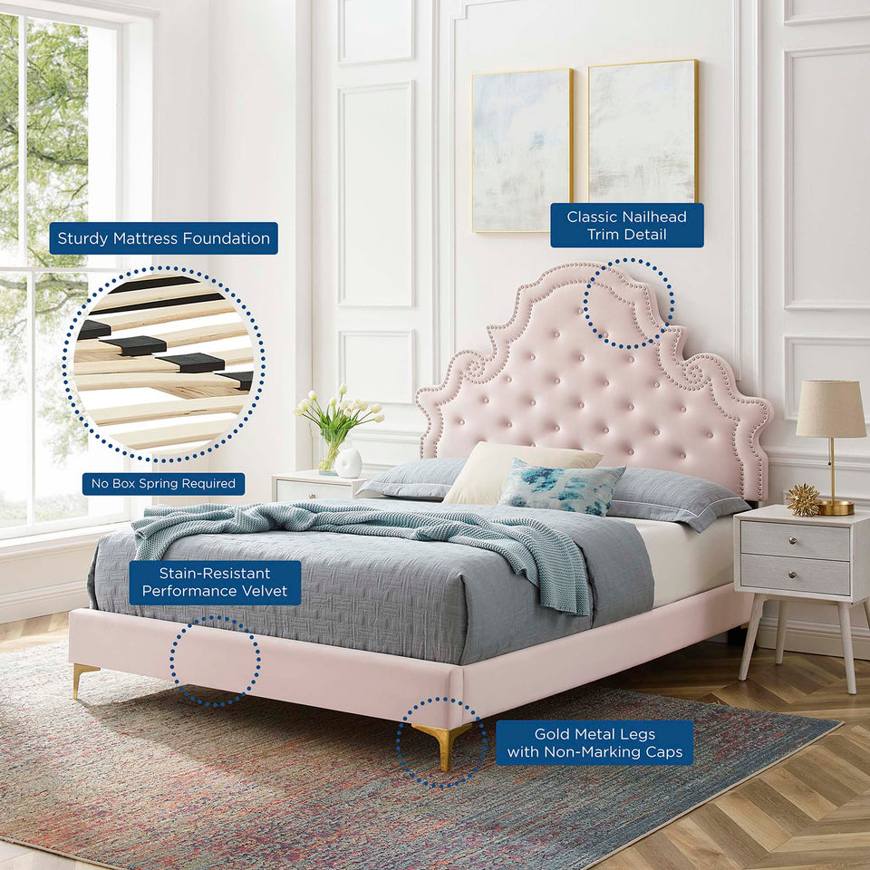 Gwyneth Tufted Performance Velvet Full Platform Bed by Modway