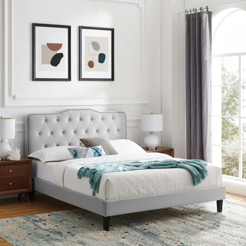 Amber Tufted Performance Velvet King Platform Bed by Modway