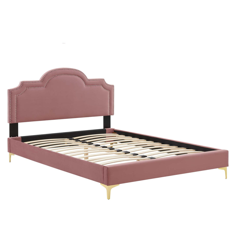 Aviana Performance Velvet Bed With Gold Legs by Modway