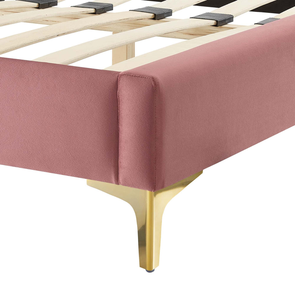 Aviana Performance Velvet Bed With Gold Legs by Modway