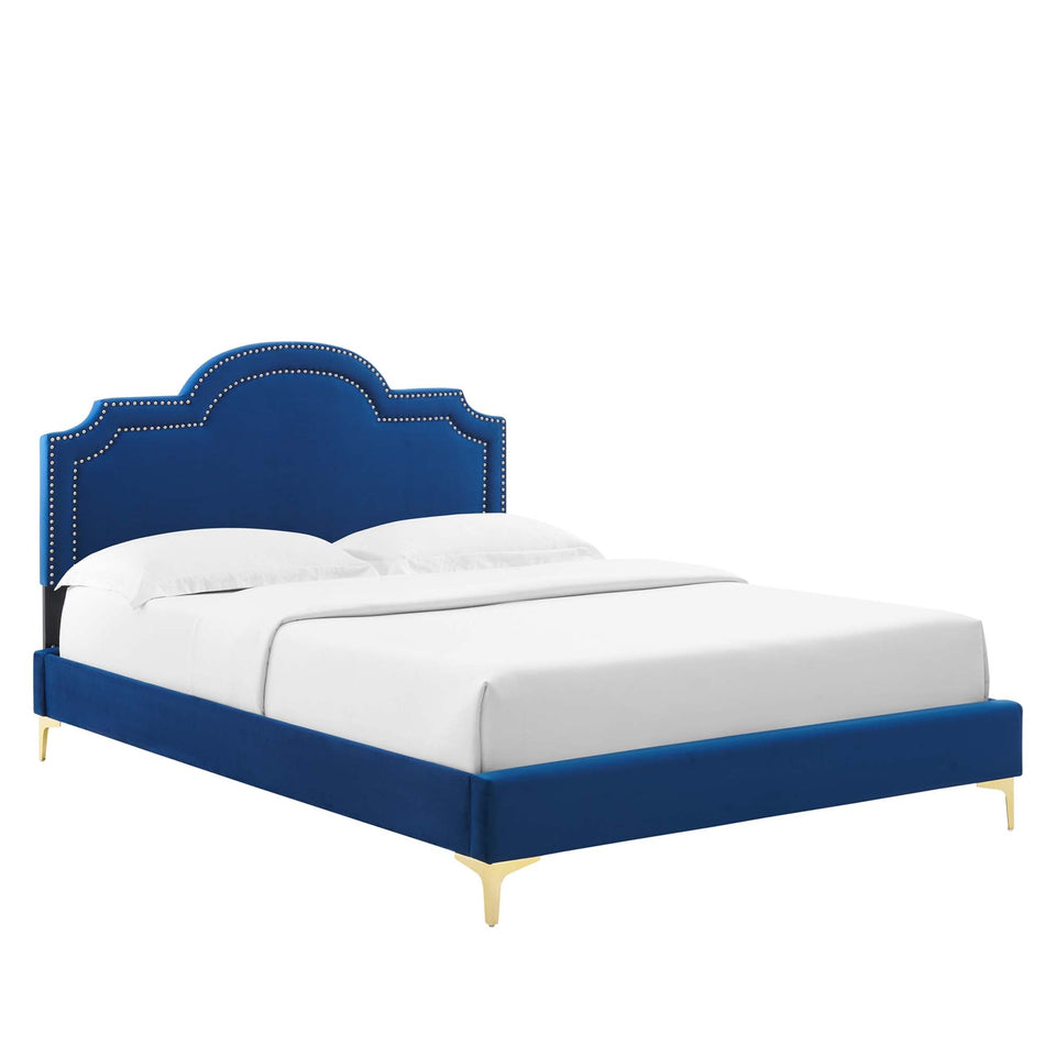 Aviana Performance Velvet Bed With Gold Legs by Modway