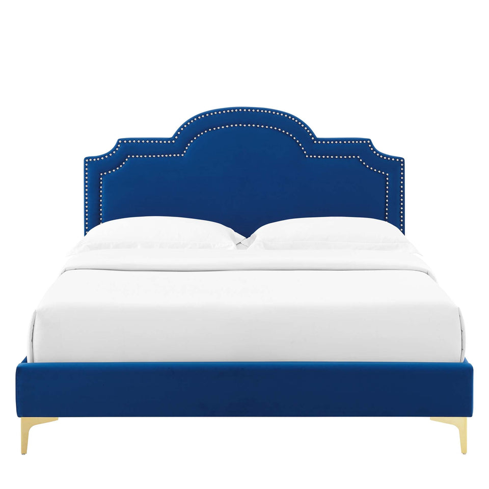 Aviana Performance Velvet Bed With Gold Legs by Modway