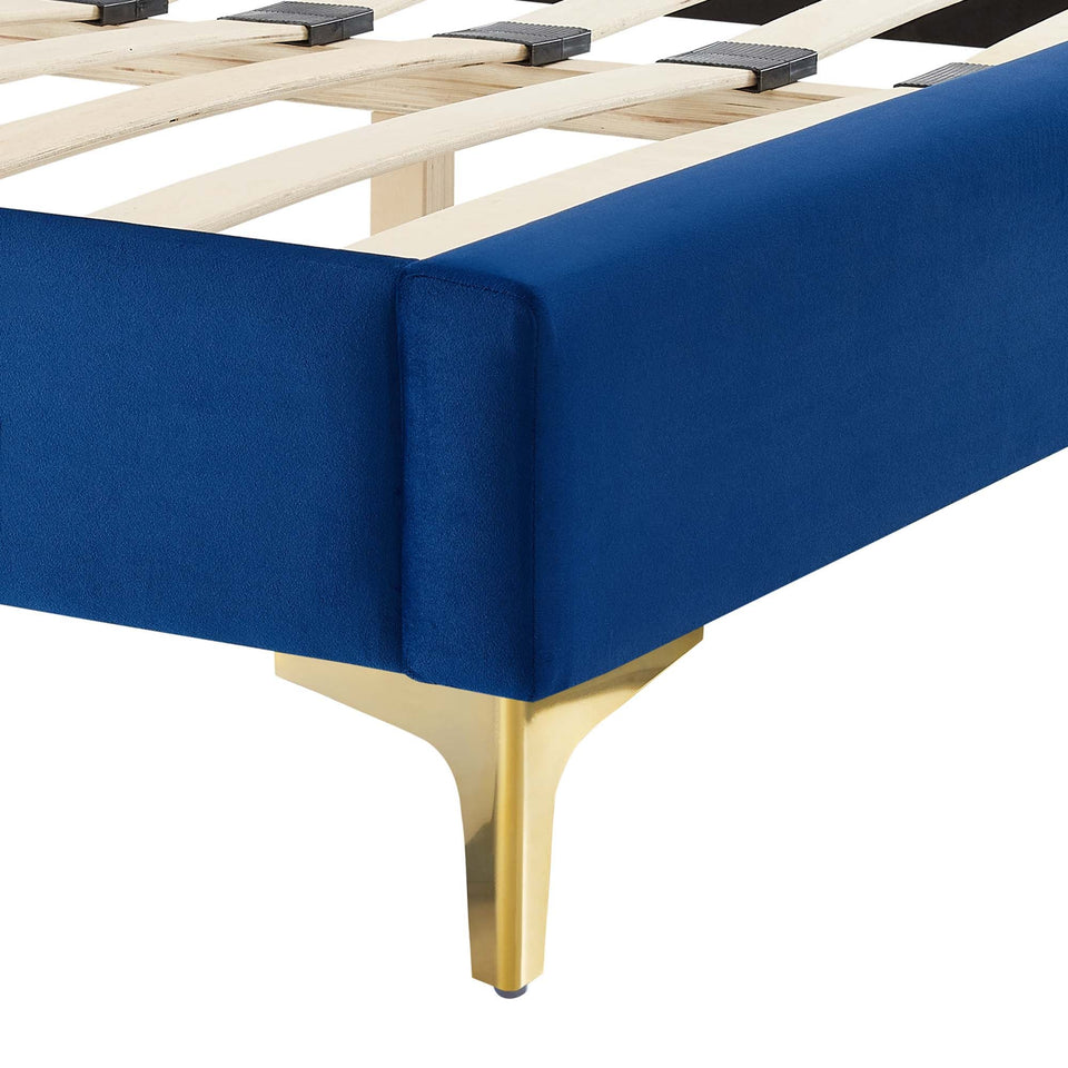 Aviana Performance Velvet Bed With Gold Legs by Modway