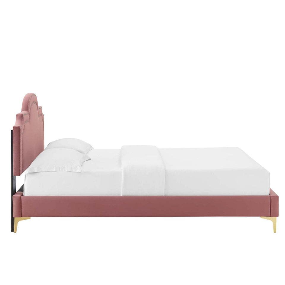 Aviana Performance Velvet Bed With Gold Legs by Modway