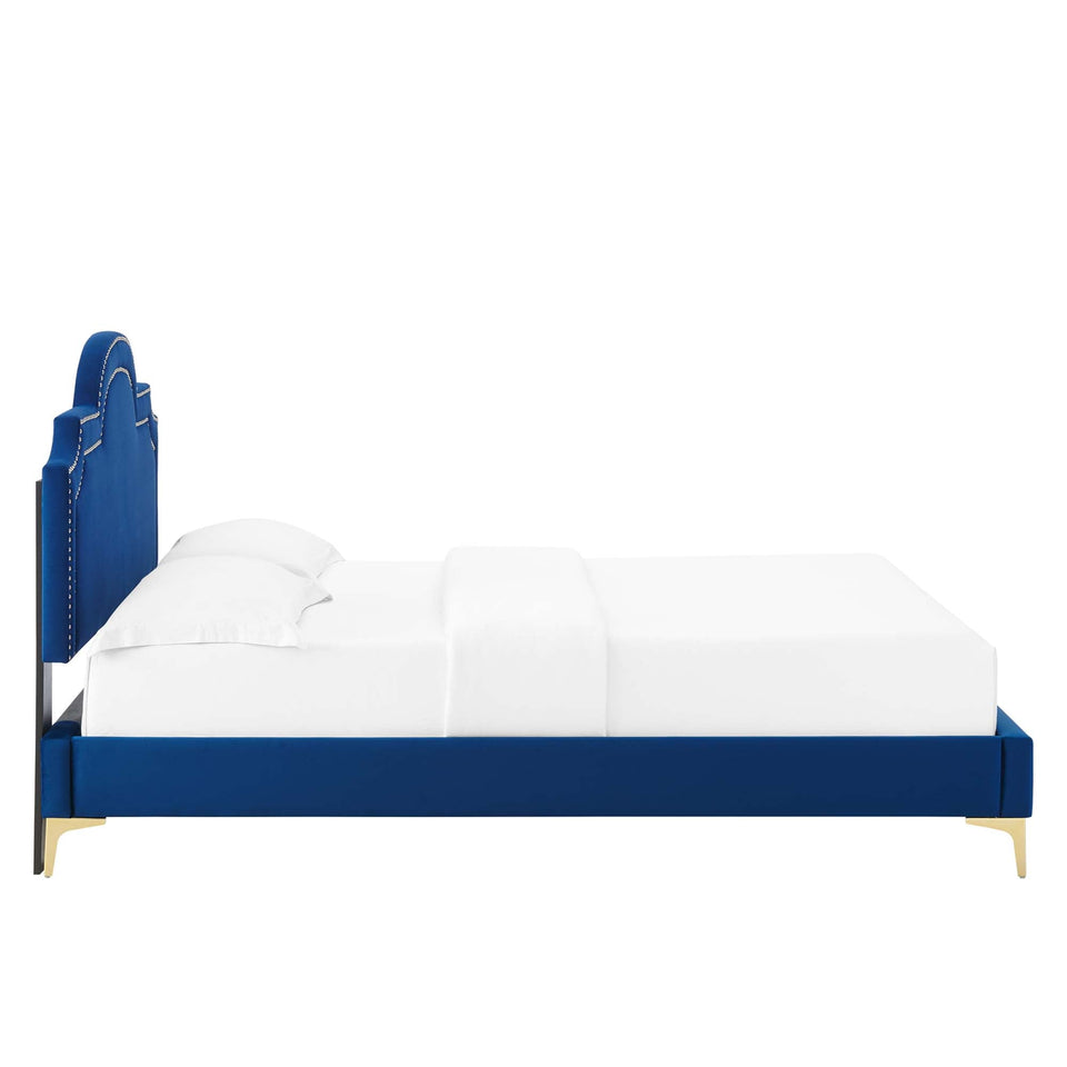 Aviana Performance Velvet Bed With Gold Legs by Modway