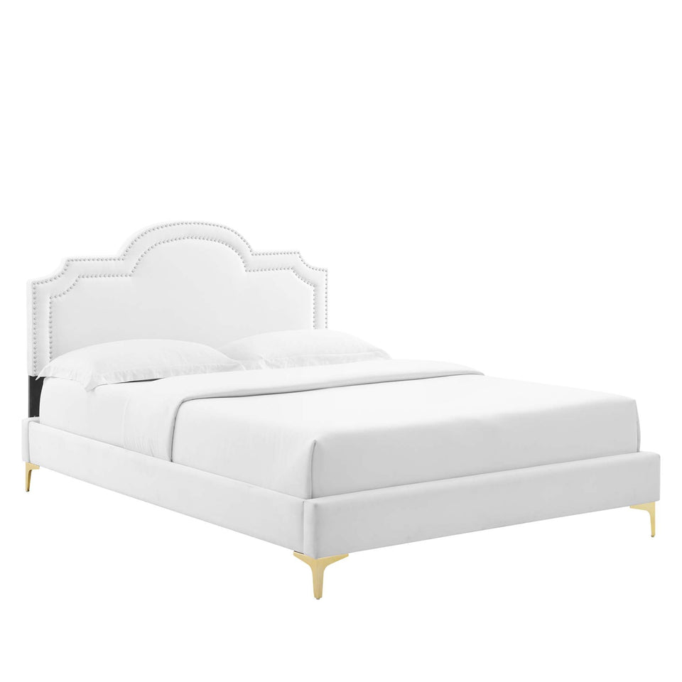 Aviana Performance Velvet Bed With Gold Legs by Modway