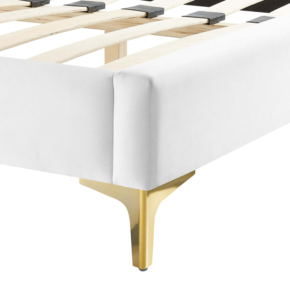 Aviana Performance Velvet Bed With Gold Legs by Modway