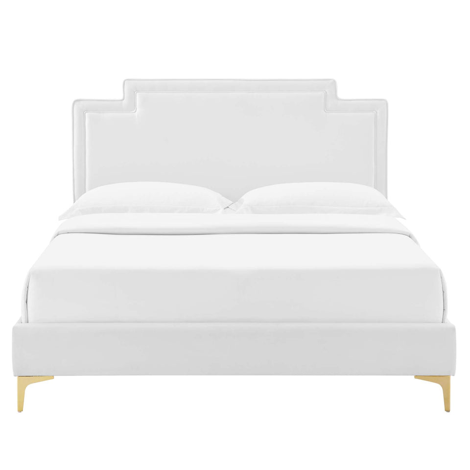 Liva Performance Velvet Bed With Gold Metal Legs by Modway