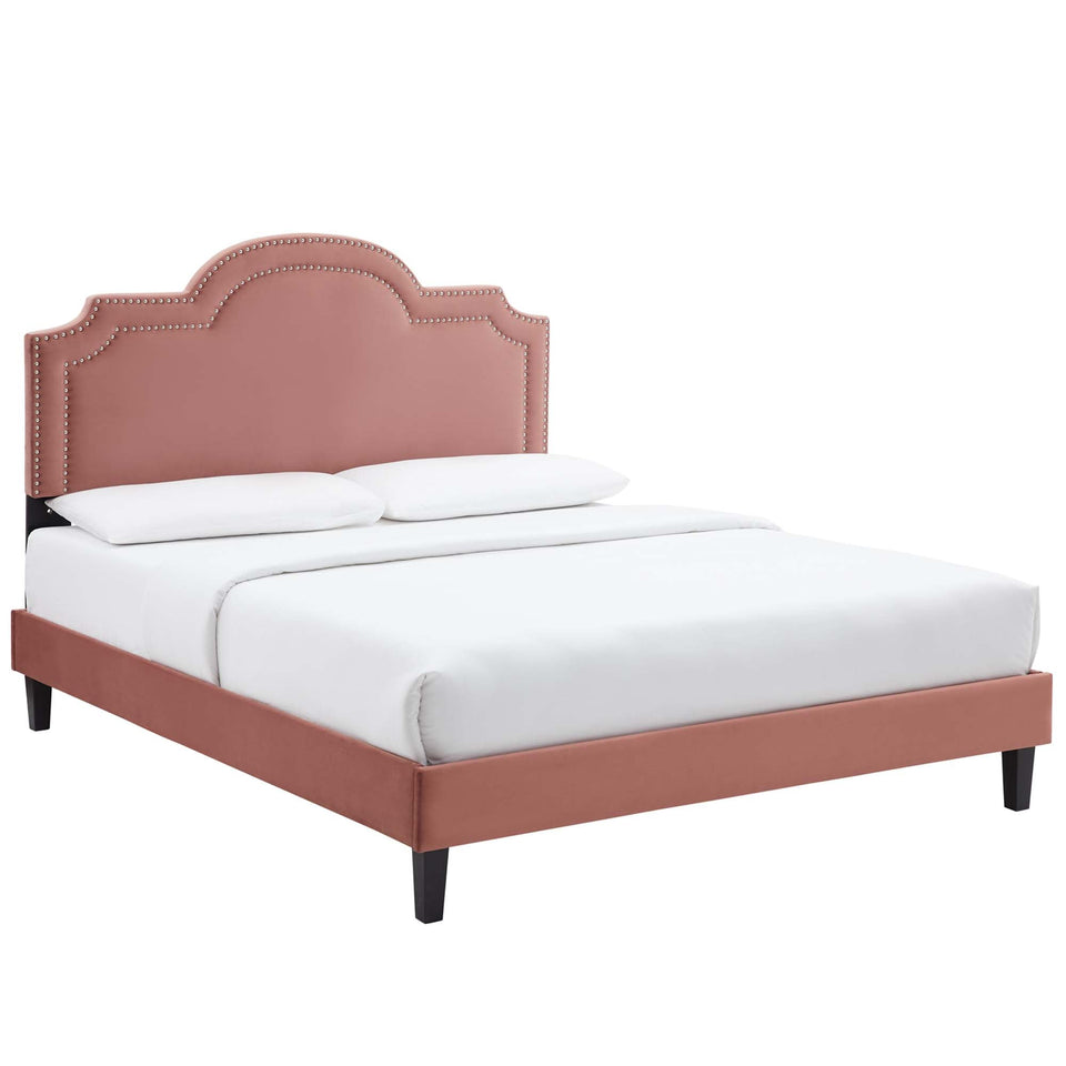 Aviana Performance Velvet Bed With Black Wood Legs by Modway