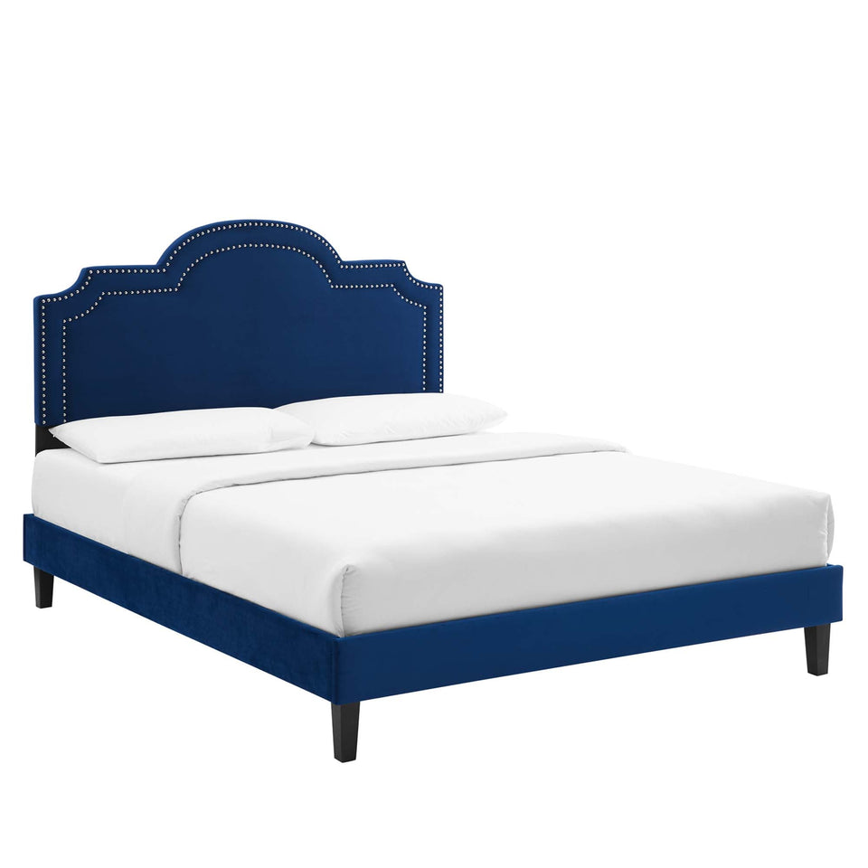 Aviana Performance Velvet Bed With Black Wood Legs by Modway