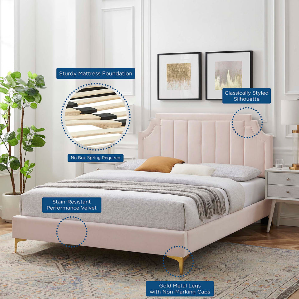 Sienna Performance Velvet Twin Platform Bed by Modway
