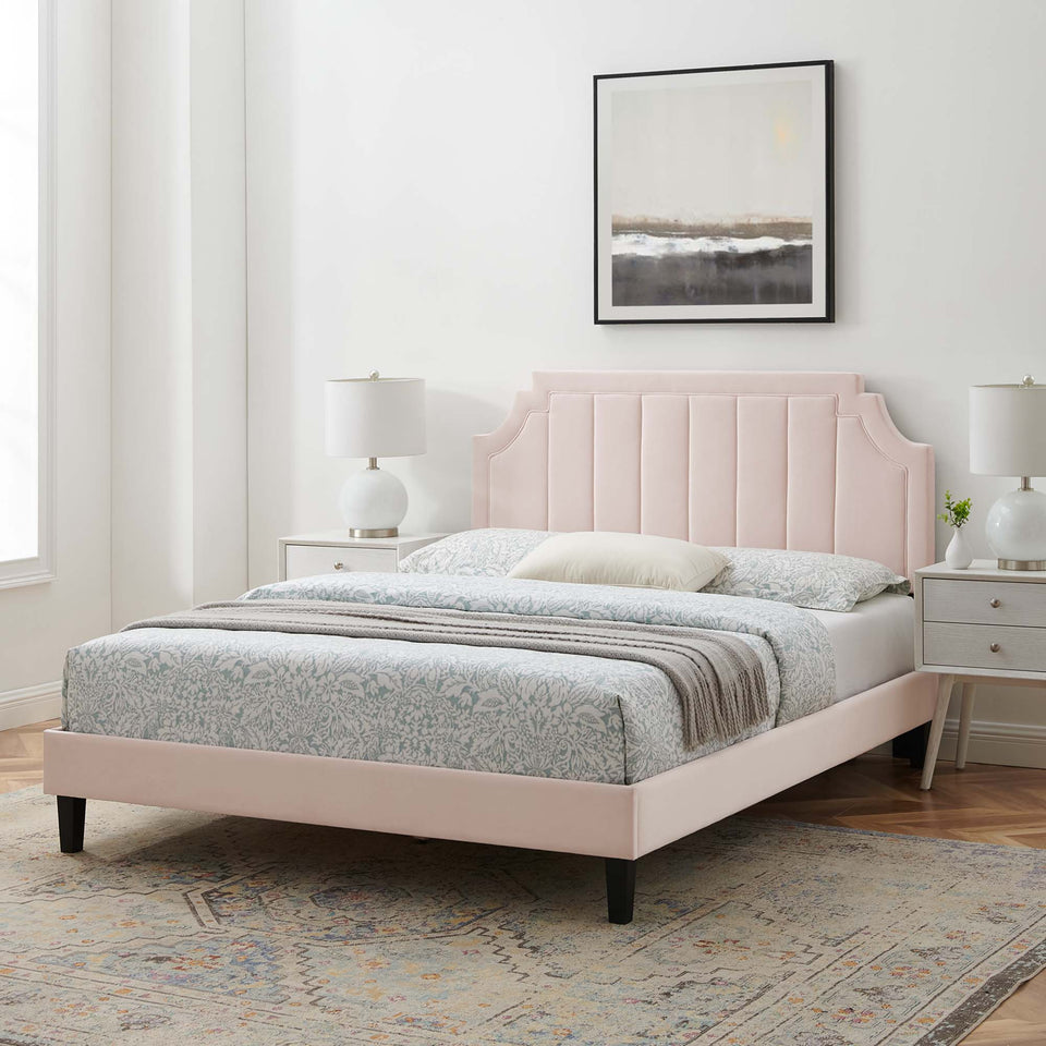 Sienna Performance Velvet Twin Platform Bed by Modway