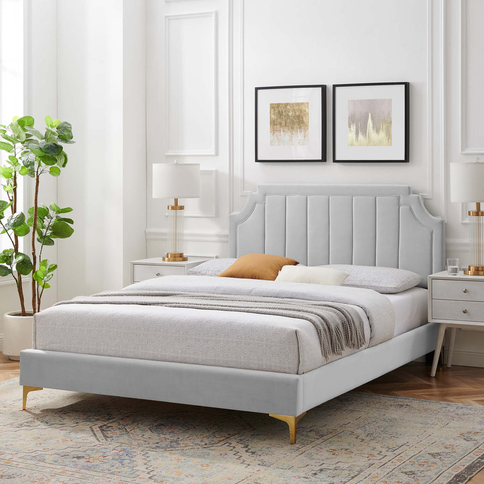 Sienna Performance Velvet Full Platform Bed by Modway