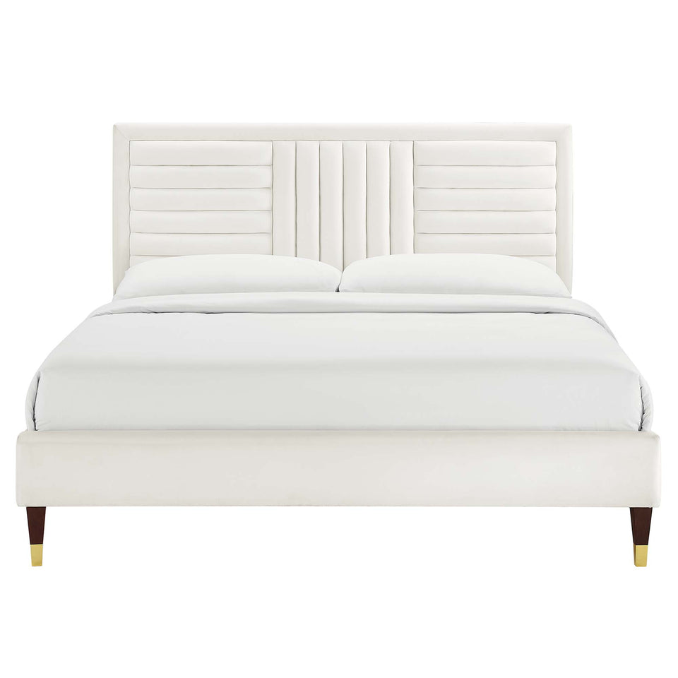 Sofia Channel Tufted Performance Velvet Queen Platform Bed by Modway