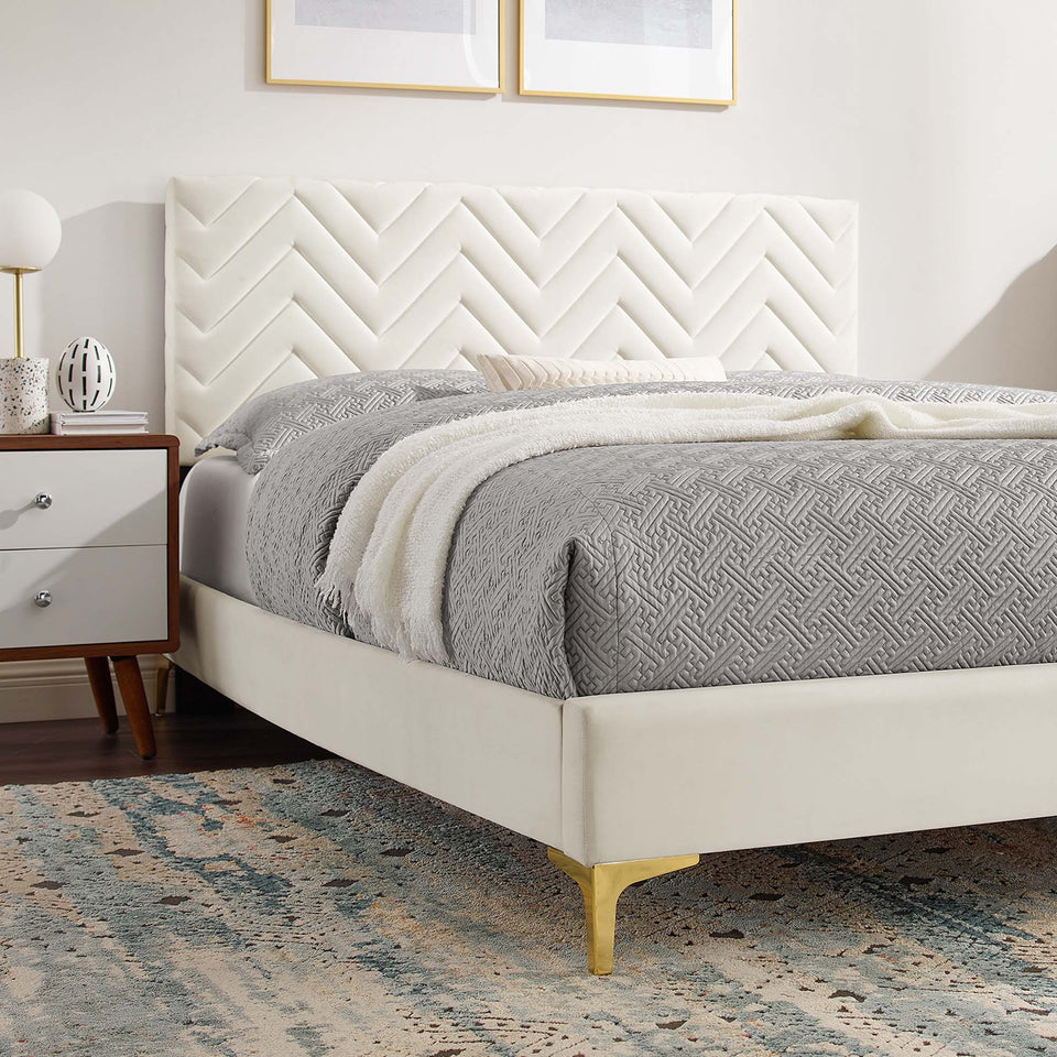 Leah Chevron Tufted Performance Velvet Full Platform Bed by Modway