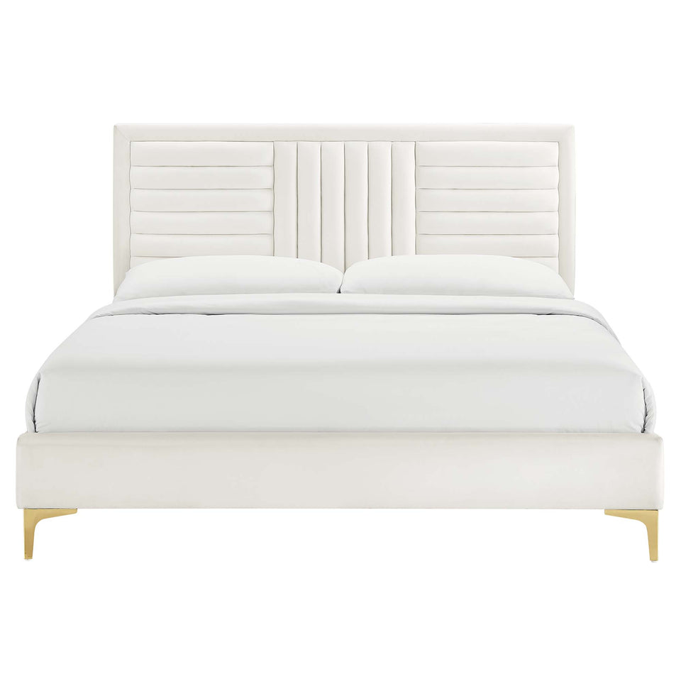 Sofia Channel Tufted Performance Velvet Full Platform Bed by Modway