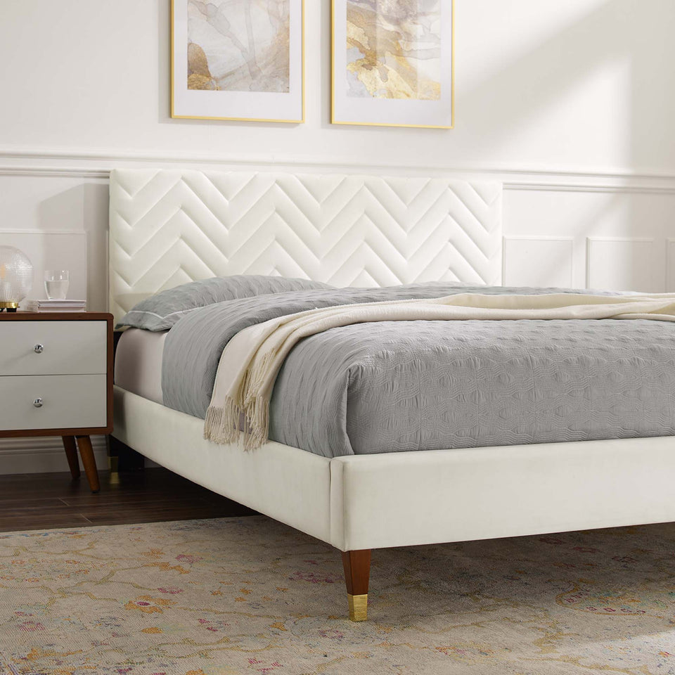 Leah Chevron Tufted Performance Velvet Full Platform Bed by Modway
