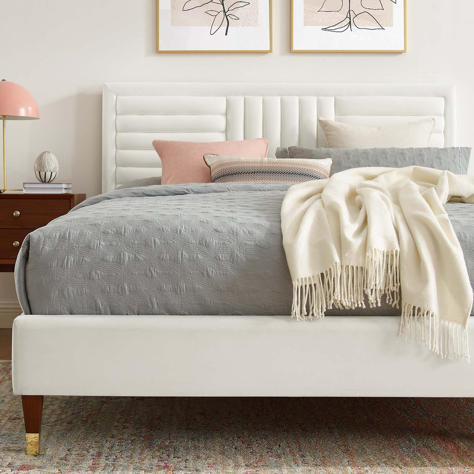 Sofia Channel Tufted Performance Velvet Full Platform Bed by Modway