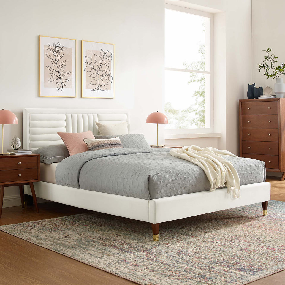 Sofia Channel Tufted Performance Velvet Full Platform Bed by Modway