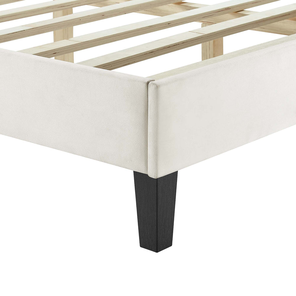 Sofia Tapered Wood Leg Channel Tufted Performance Velvet Full Platform Bed by Modway