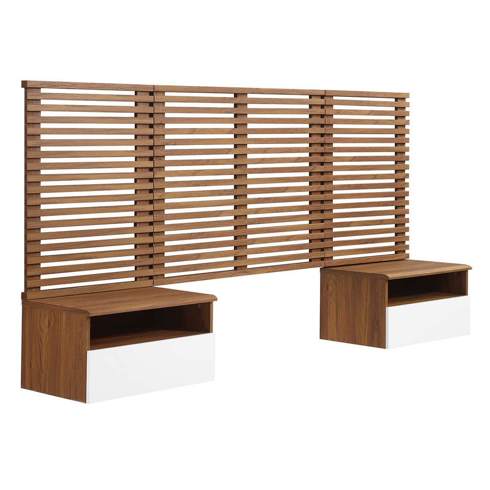 Render Wall Mount Headboard and Modern Nightstands by Modway