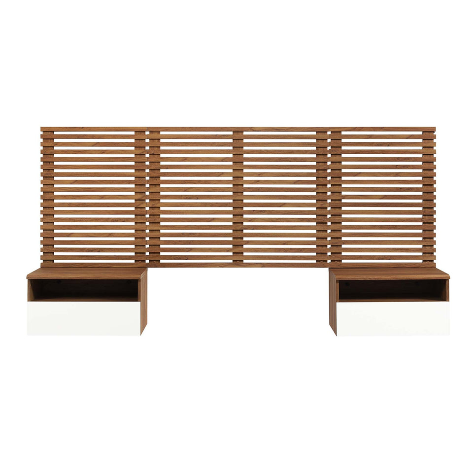 Render Wall Mount Headboard and Modern Nightstands by Modway