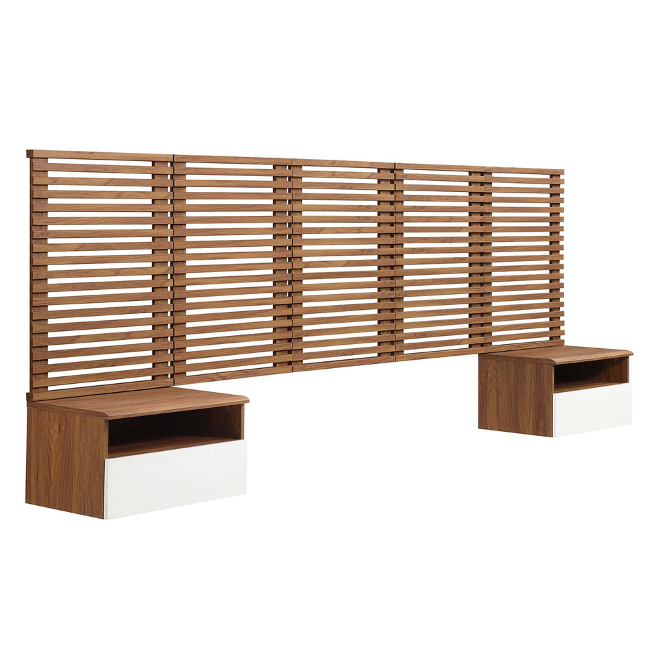 Render Wall Mount Headboard and Modern Nightstands by Modway