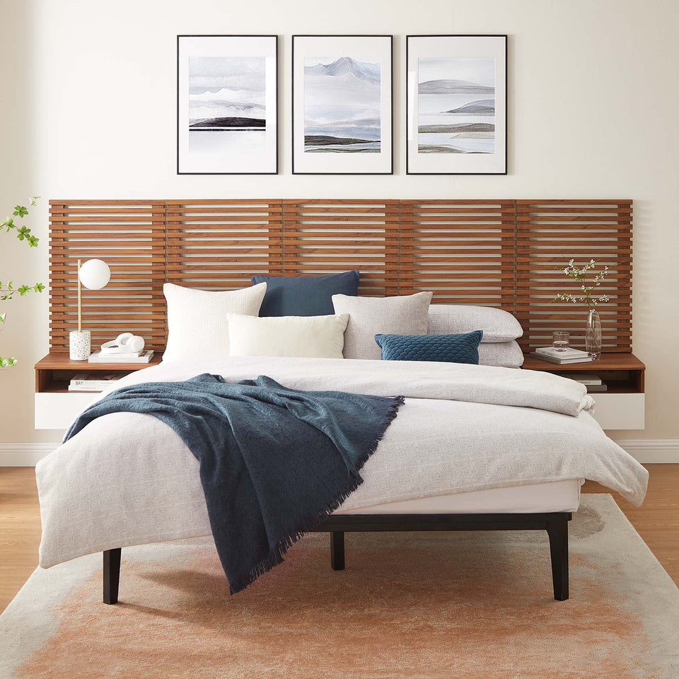 Render Wall Mount Headboard and Modern Nightstands by Modway