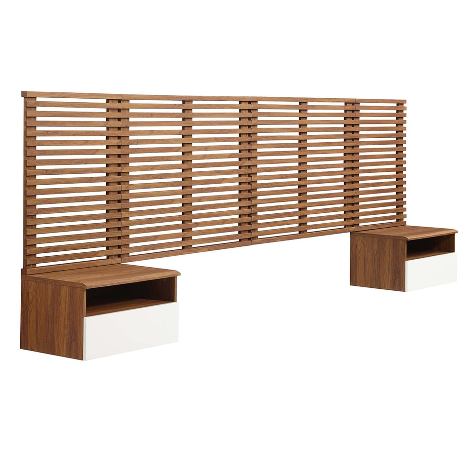 Render Wall Mount Headboard and Modern Nightstands by Modway