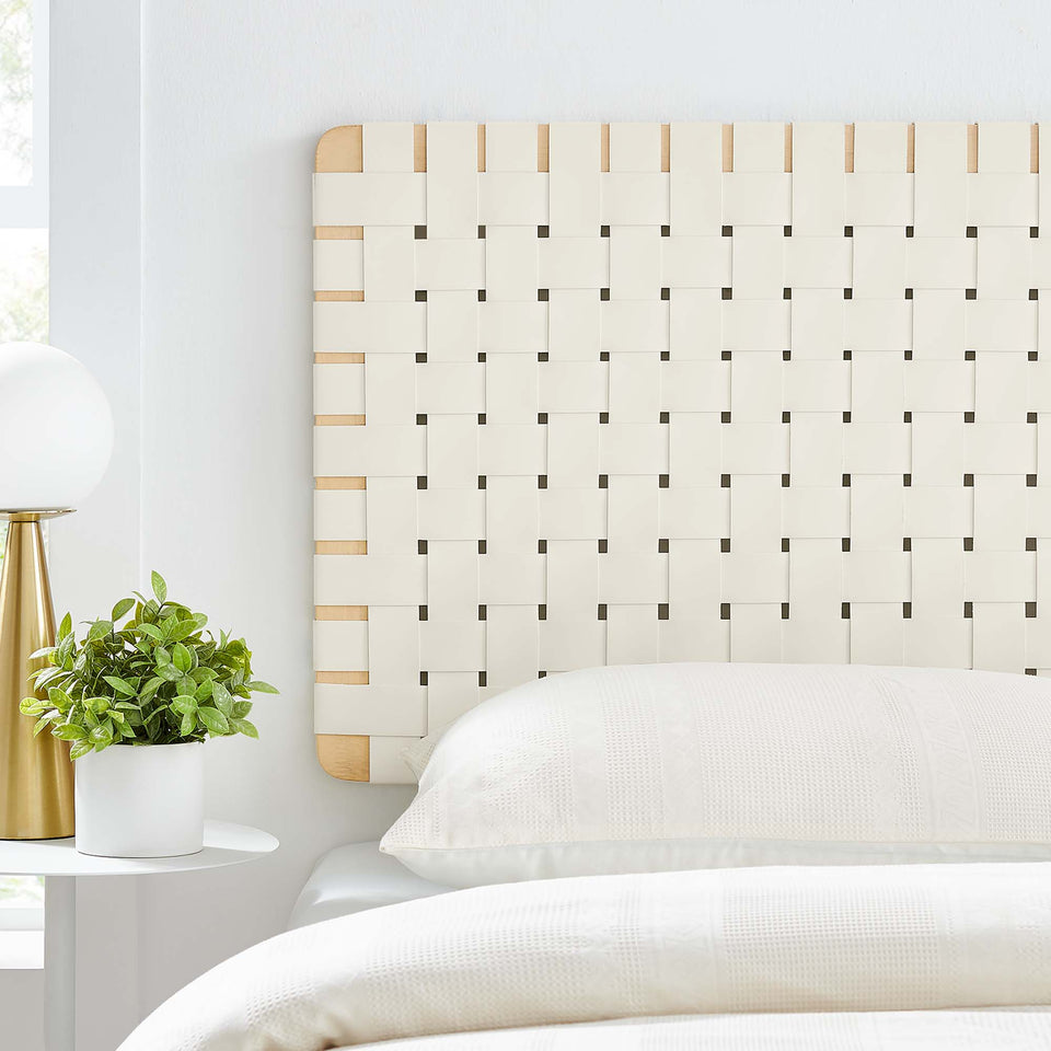 Sparta Weave Wall-Mount Vegan Leather Twin Headboard by Modway