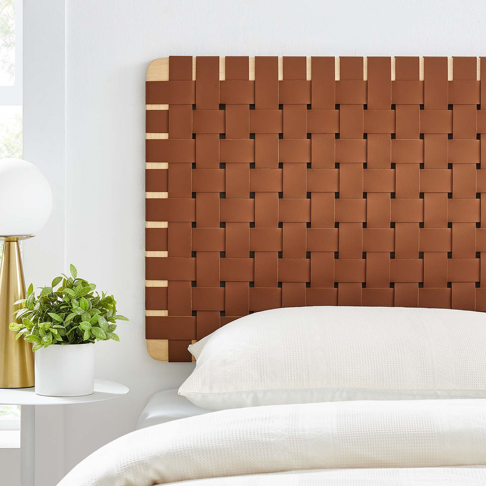 Sparta Weave Wall-Mount Vegan Leather Twin Headboard by Modway
