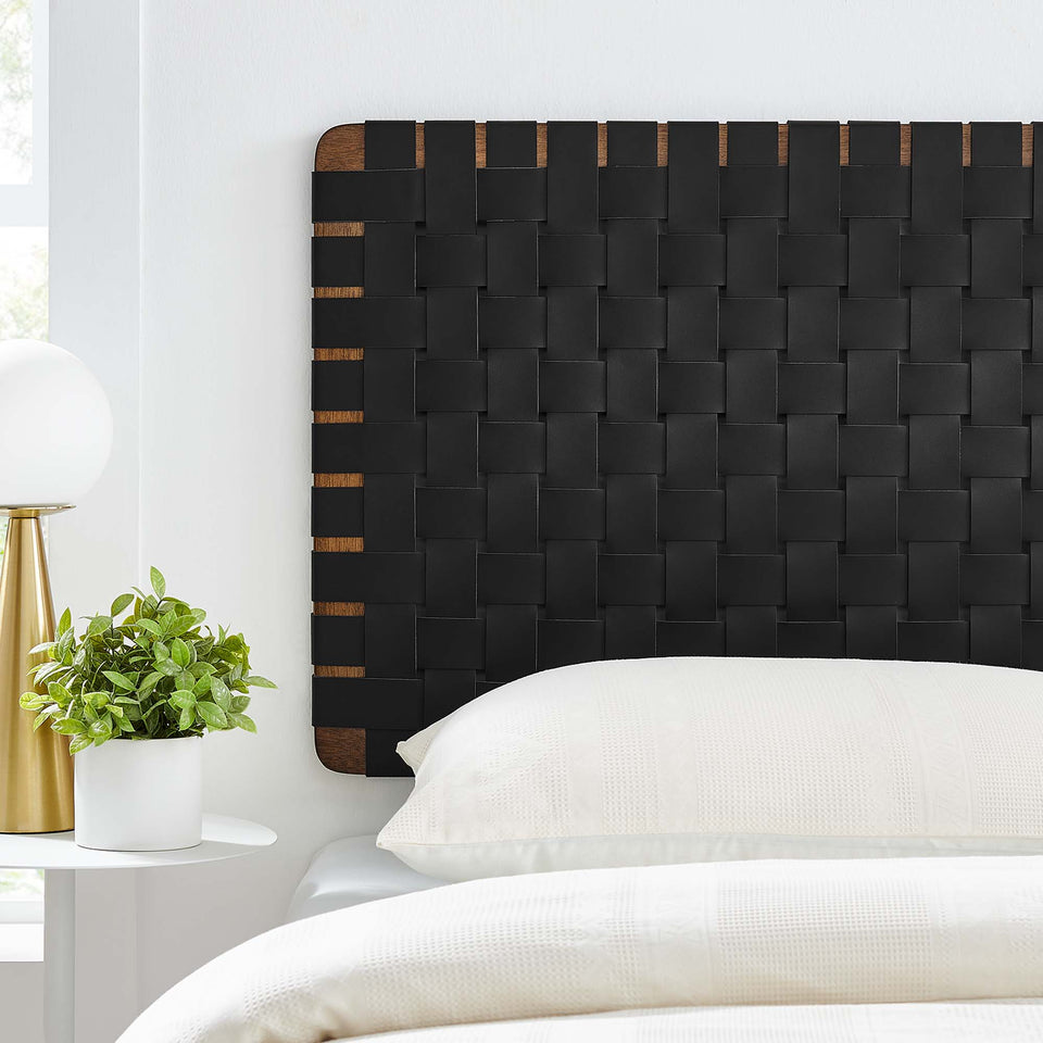 Sparta Weave Wall-Mount Vegan Leather Twin Headboard by Modway